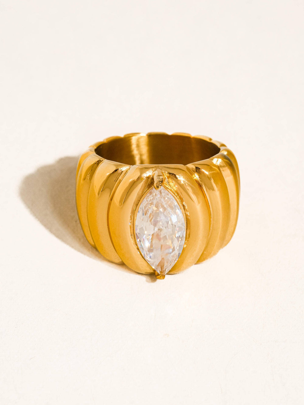 Ambré 18K Gold Non-Tarnish Marquise CZ Statement Ring