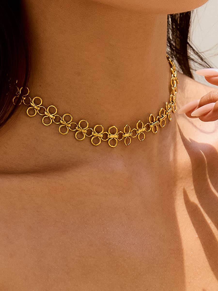 Ritza 18K Gold Non-Tarnish Patterned Choker