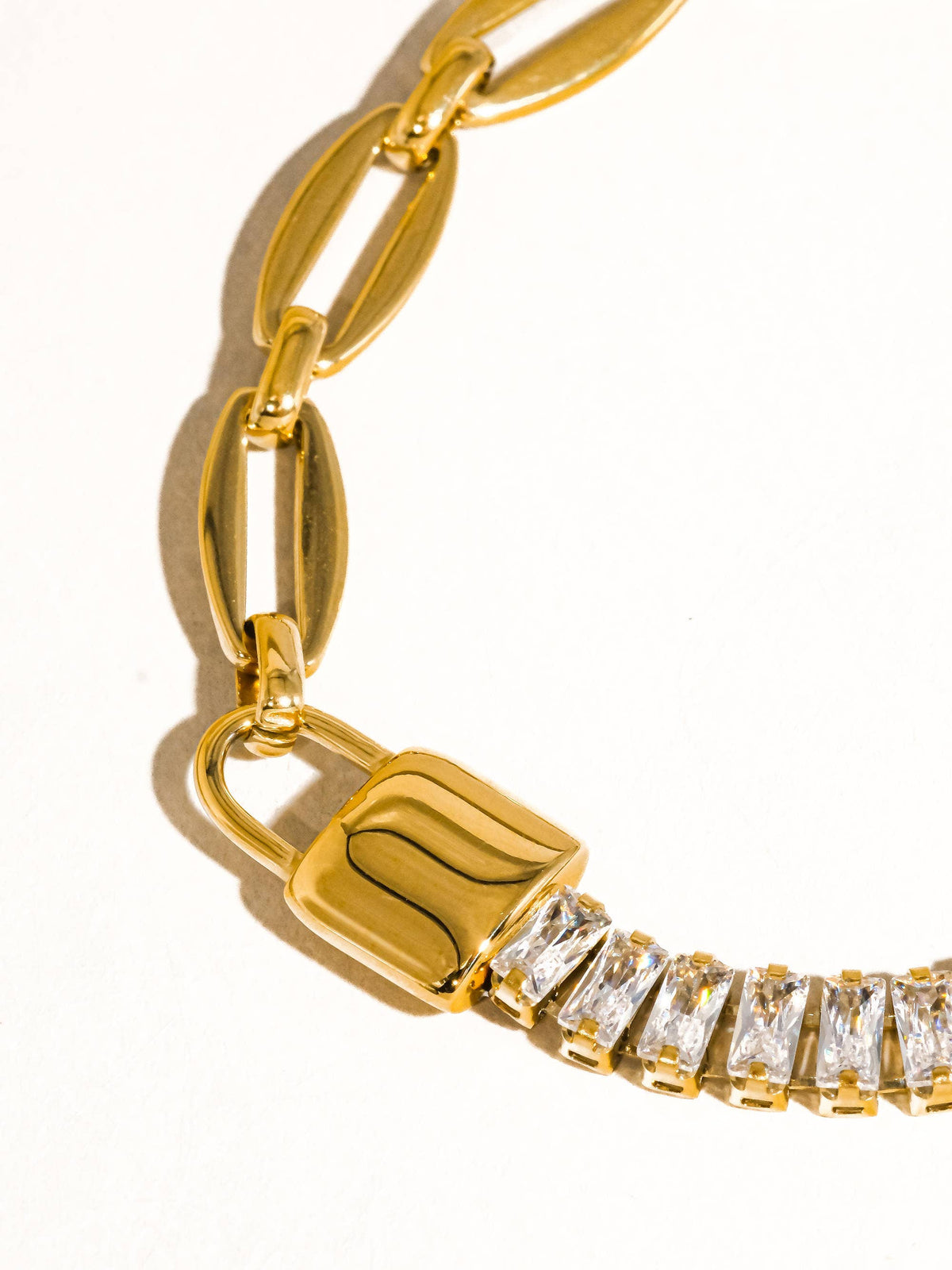 Benson 18K Gold Non-Tarnish Rhinestone Chain Bracelet