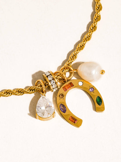 Western 18K Gold Non-Tarnish Horseshoe Charm Necklace