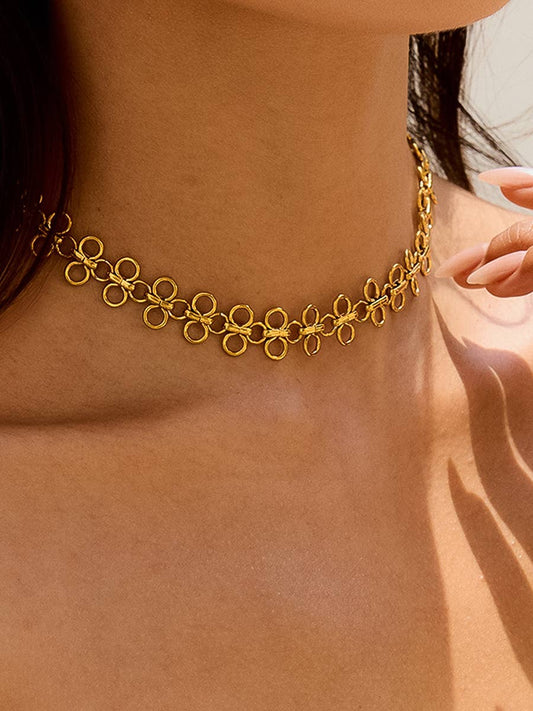 Ritza 18K Gold Non-Tarnish Patterned Choker