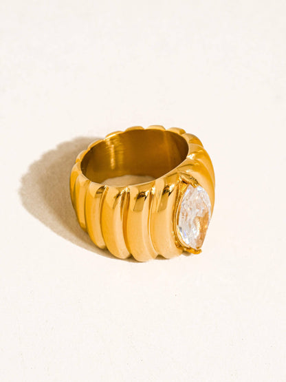 Ambré 18K Gold Non-Tarnish Marquise CZ Statement Ring
